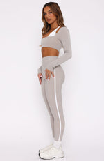 Core Workout High Waisted Leggings Pebble/White