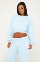 Give You A Break Cropped V Neck Boxy Sweater Baby Blue