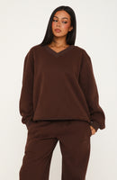 Give You A Break V Neck Oversized Sweater Chocolate