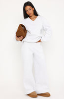 Give You A Break Wide Leg Sweatpants Grey Marle