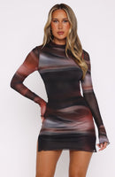 Fatal Attraction Long Sleeve Mini Dress Desert Ombre