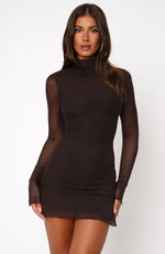 Fatal Attraction Long Sleeve Mini Dress Dark Chocolate