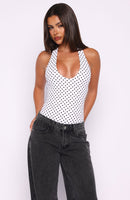 Want To Be Me Halter Bodysuit Polka Dot