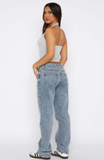 Lucy Low Rise Straight Leg Jeans Mid Blue