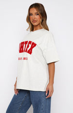 Give It Away Oversized Tee Grey Marle/Red