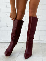 Run Away With Me Knee High Boots Burgundy