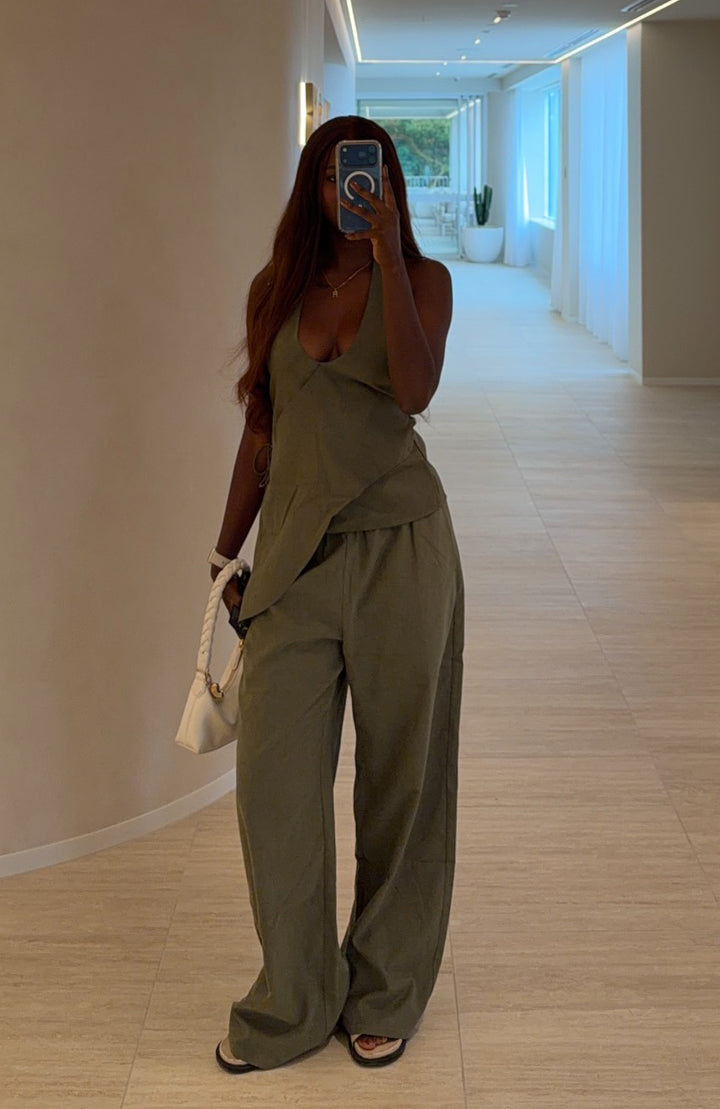 Take A Stance Wide Leg Pants Olive