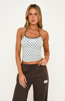 Just Peachy Halter Top Dusty Blue/Charcoal