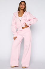 Come A Long Way Wide Leg Sweatpants Pink