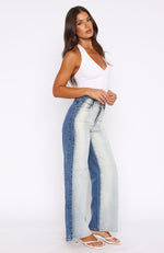 Maya High Rise Wide Leg Jeans Two Tone Blue