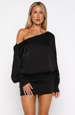 Love Letter Long Sleeve Mini Dress Black