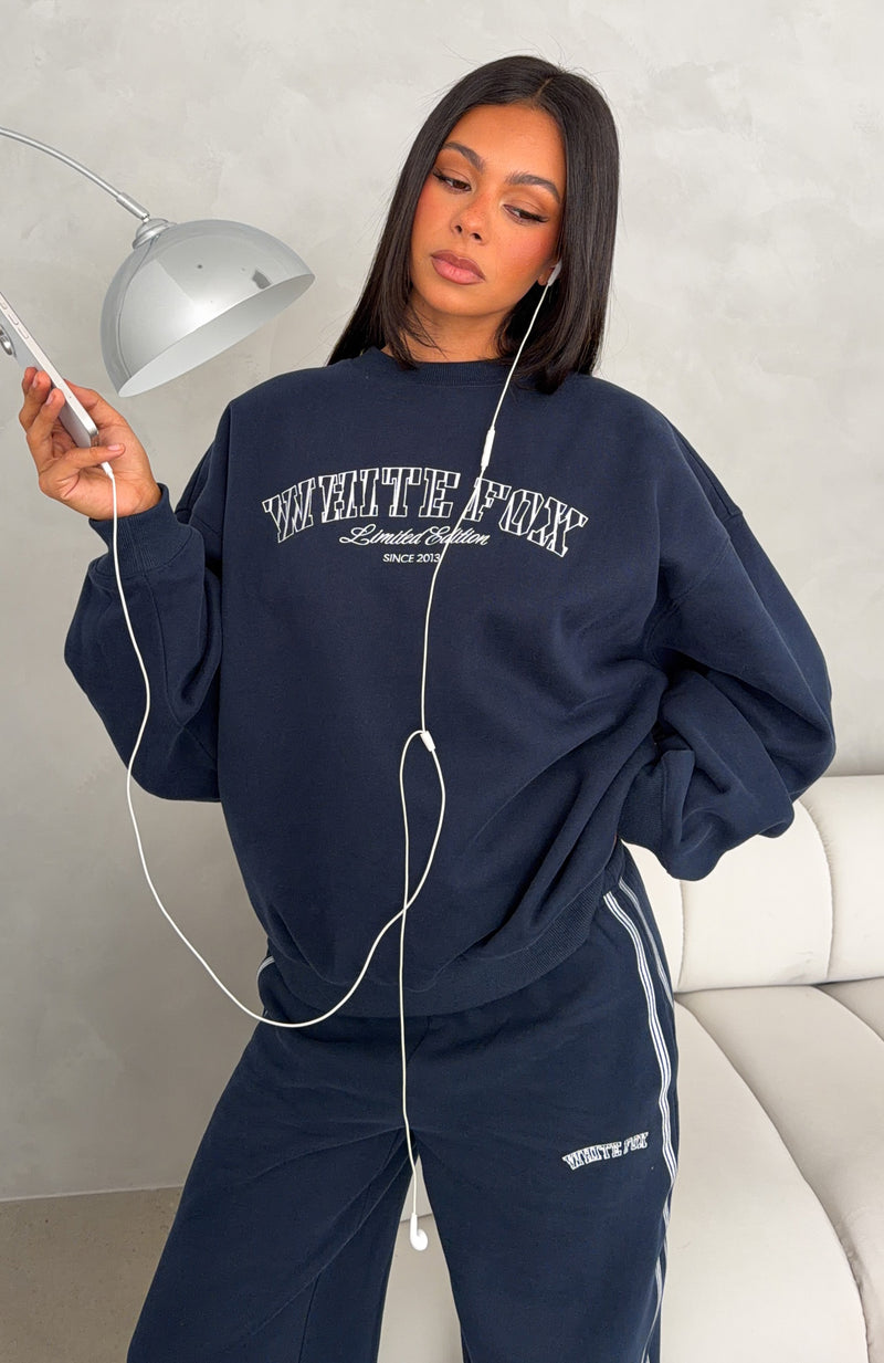 Keep Me Posted Oversized Sweater Navy