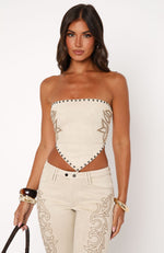 Rumours Strapless Suede Top Blonde