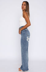 Alana High Waisted Straight Leg Jeans Mid Blue
