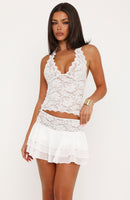 Lace Mirage Mini Skort White