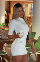 Quiet Crush 3/4 Sleeve Mini Dress Off White