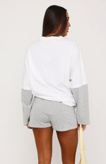 Let's Take Our Time Long Sleeve Layered Tee White | White Fox Boutique