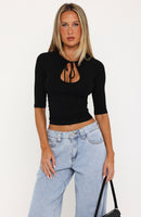 Love Is The Answer 3/4 Sleeve Top Black