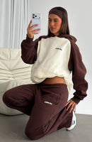 Loving It Here Oversized Hoodie Cream/Chocolate