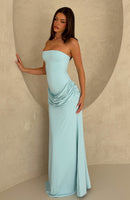 Make You Regret Strapless Maxi Dress Sky Blue