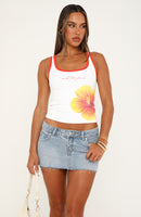 Midnight Bloom Tank Top White