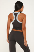 Midnight Sun Lace Trim Cami Top Charcoal/Baby Blue