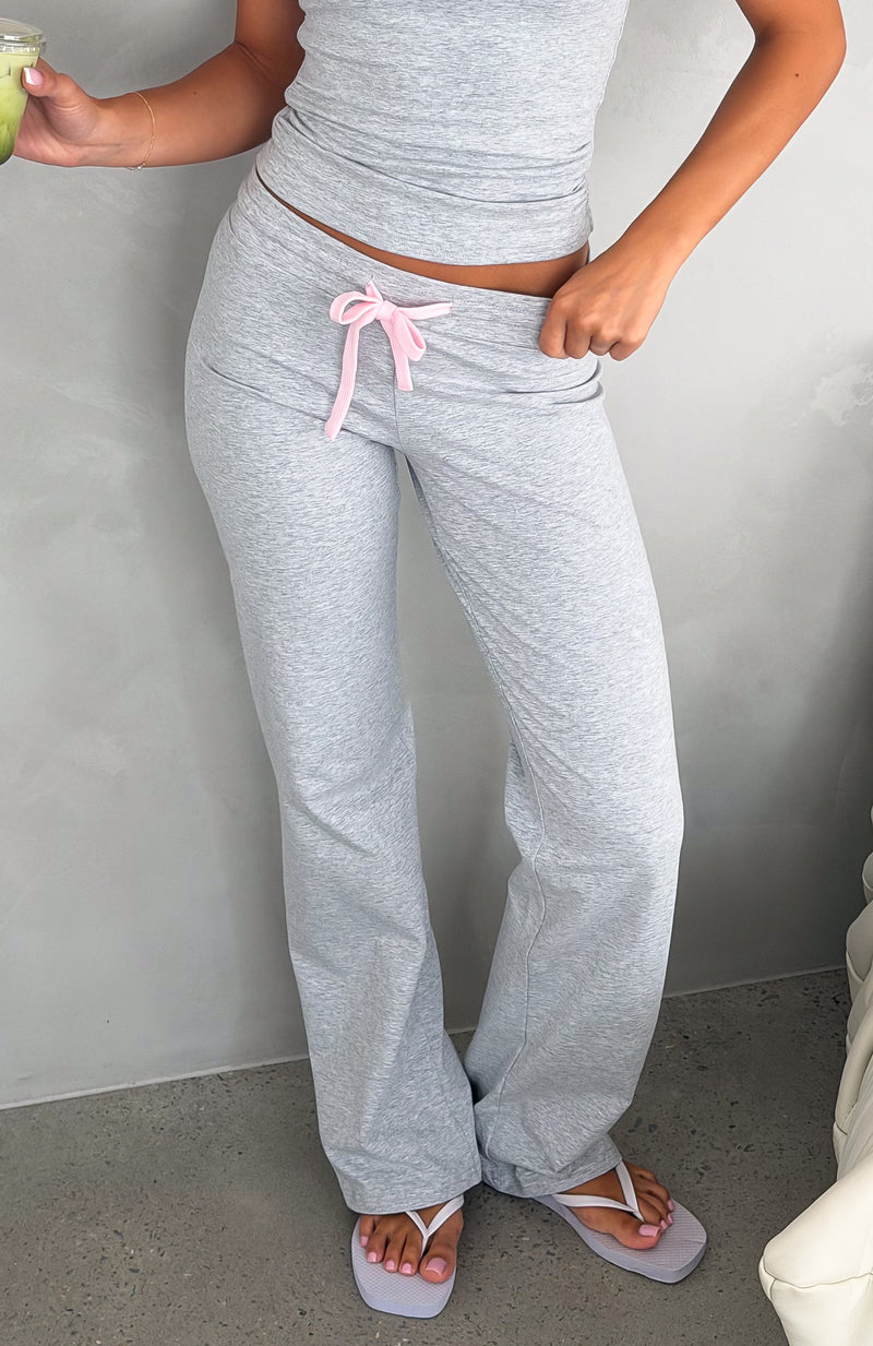 Midnight Sun Low Rise Pants Grey Marle/Baby Pink
