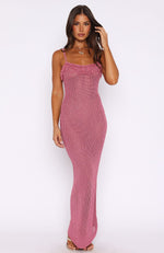 Sunset Dreamer Knit Maxi Dress Strawberry Pink