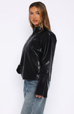 Dazed Pu Jacket Jet Black