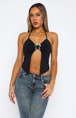 Know My Name Halter Top Black