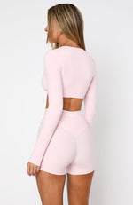 Over The Line Long Sleeve Crop Ballet Pink