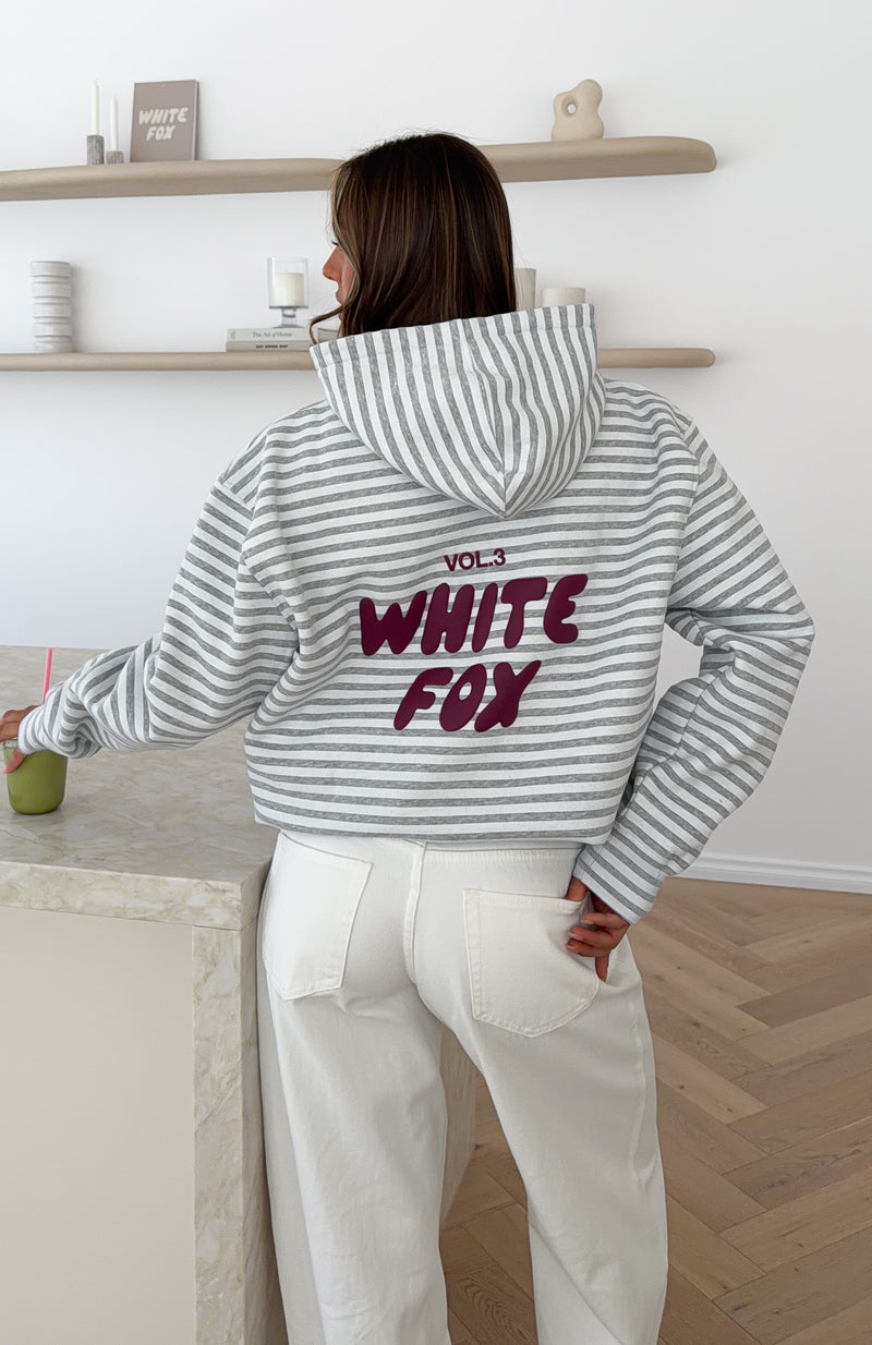 Offstage Striped Oversized Hoodie Grey/White Stripe