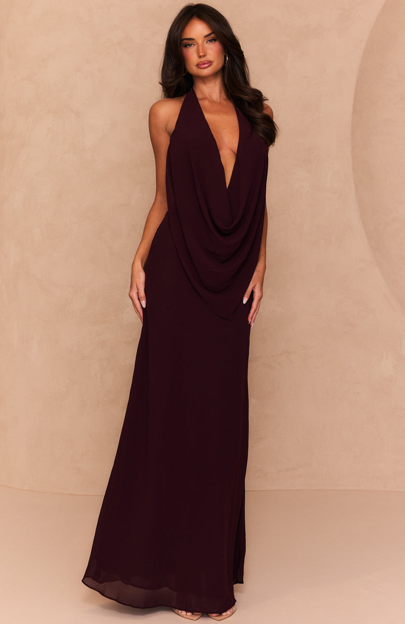 Oh Please Halter Maxi Dress Plum