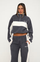 Picture This Fleece Boxy Quarter Zip Sweater Ocean