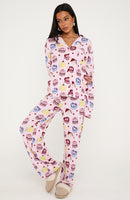 Pillow Talk Printed Long Sleeve Pyjama Set Piece Of Cake
