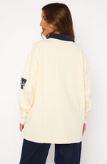 Only Time Will Tell Oversized Long Sleeve Tee Cream