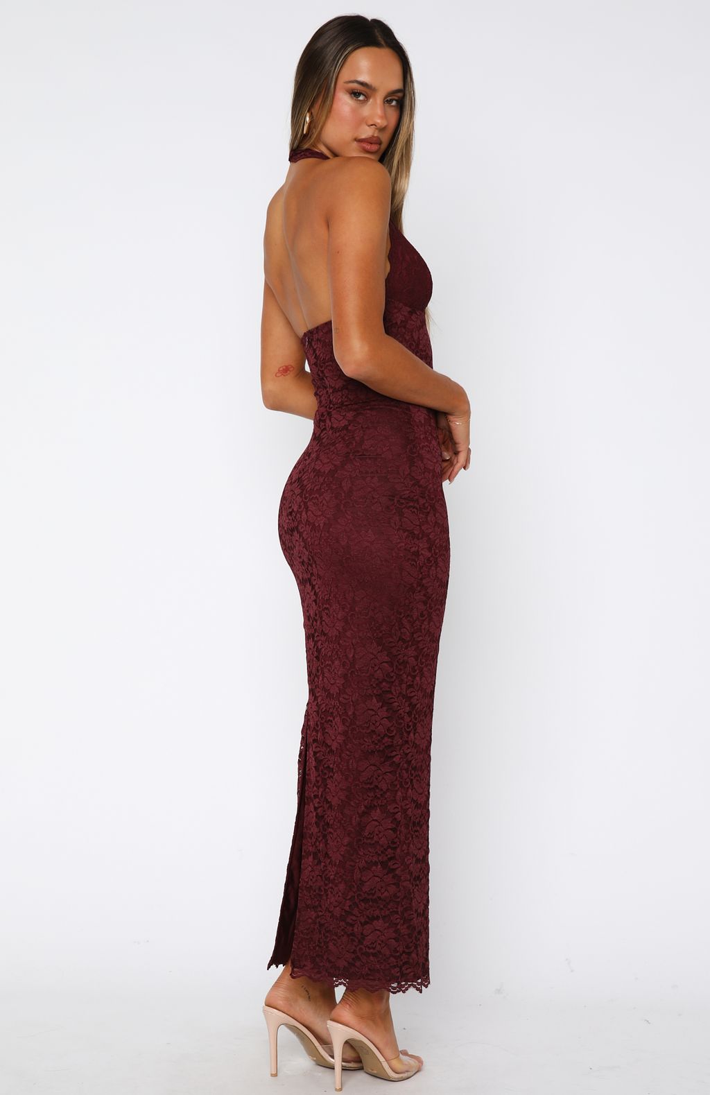 lace maxi dress burgundy Destiny Zpanxa Summer Dresses for fabric_name_uk-Bailey Silk Satin Navy Ravissa is a striking Color:Yellow-