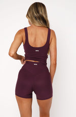 Keep Up High Waisted Shorts 4" Plum