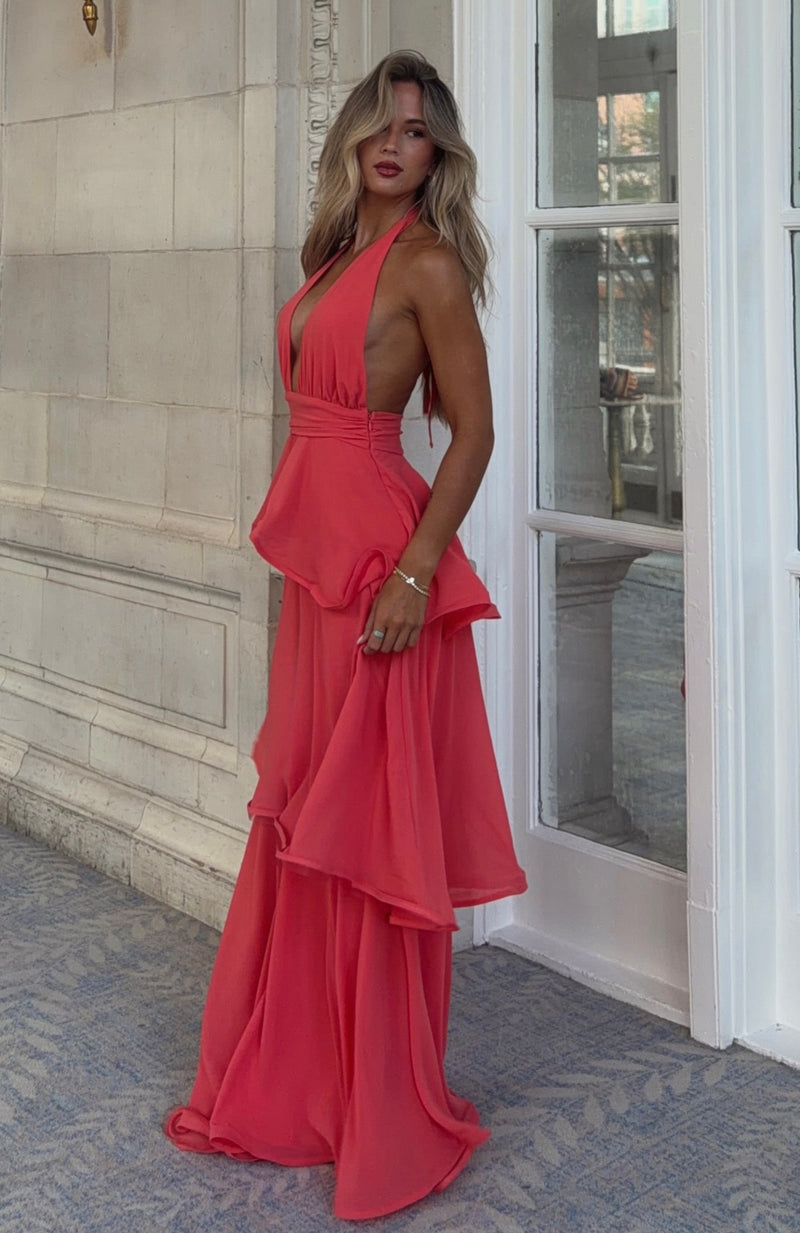 Fairytale Crush Maxi Dress Coral