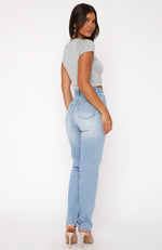 Who's That Girl High Rise Straight Leg Jeans Vintage Mid Blue