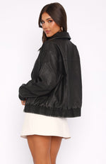 Make Thing's Right Pu Bomber Jacket Washed Black
