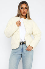 Lost At Night Quilted Jacket Cream