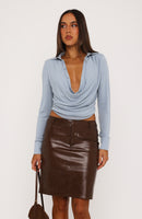 Straight Up Stunning Pu Midi Skirt Chocolate