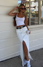 Take My Picture Denim Maxi Skirt Off White