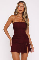 Taking Advantage Strapless Mini Dress Burgundy