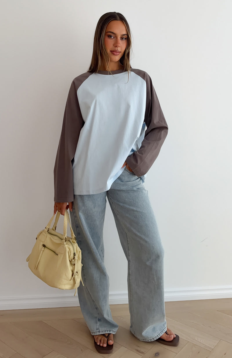 Take Her Out Long Sleeve Tee Baby Blue/Charcoal
