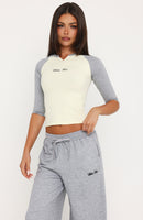Tatiana 3/4 Sleeve Top Lemon/Grey
