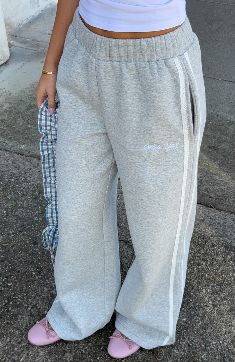 The Social Club Mirabelle Wide Leg Sweatpants Dark Grey Marle