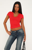 Time Won't Wait Short Sleeve Top Cherry Red