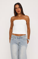 Tiny Drama Strapless Top White